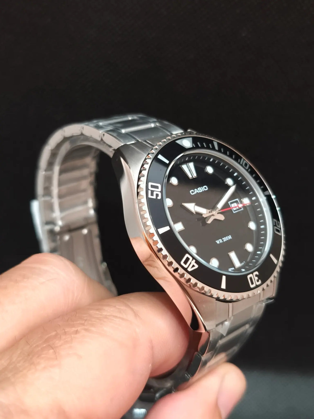 Reloj Casio MDV-107D-1A1VDF – Estilo Diver Hombre 46,3 mm Acero Esfera negra 200 m