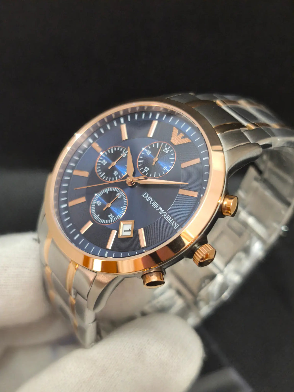 Reloj Emporio Armani Renato AR80025 – Cronógrafo Hombre 43 mm Esfera azul y acero bicolor