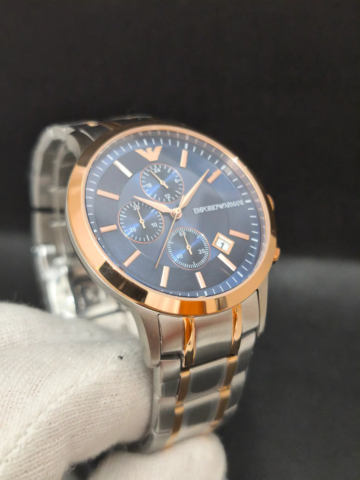 Reloj Emporio Armani Renato AR80025 – Cronógrafo Hombre 43 mm Esfera azul y acero bicolor