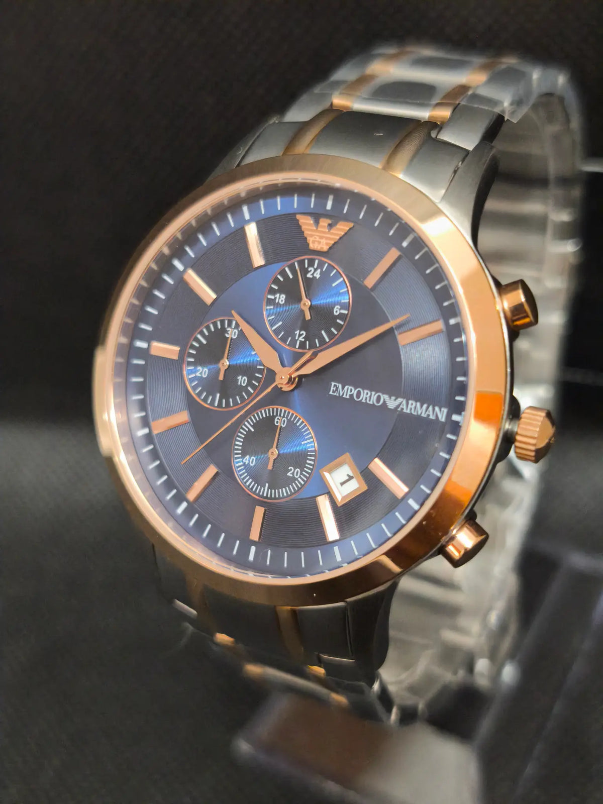 Reloj Emporio Armani Renato AR80025 – Cronógrafo Hombre 43 mm Esfera azul y acero bicolor