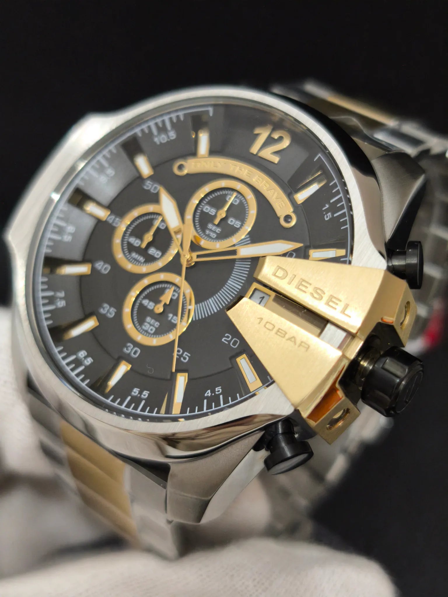 Reloj Diesel Mega Chief DZ4581 – Cronógrafo Hombre 51 mm Esfera negra sunray doble tono