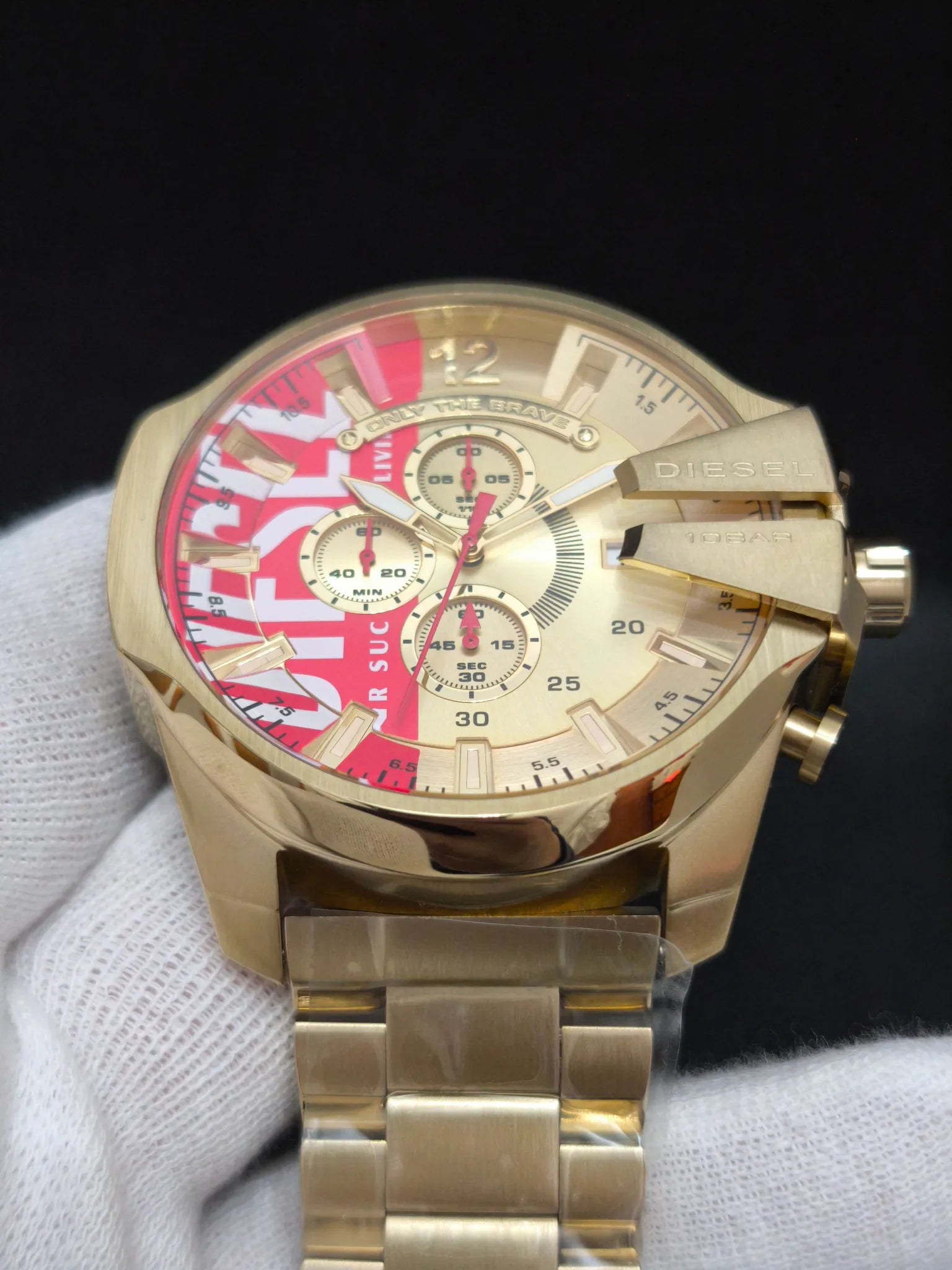 Reloj Diesel Mega Chief DZ4642 – Cronógrafo 51 mm dorado/rojo