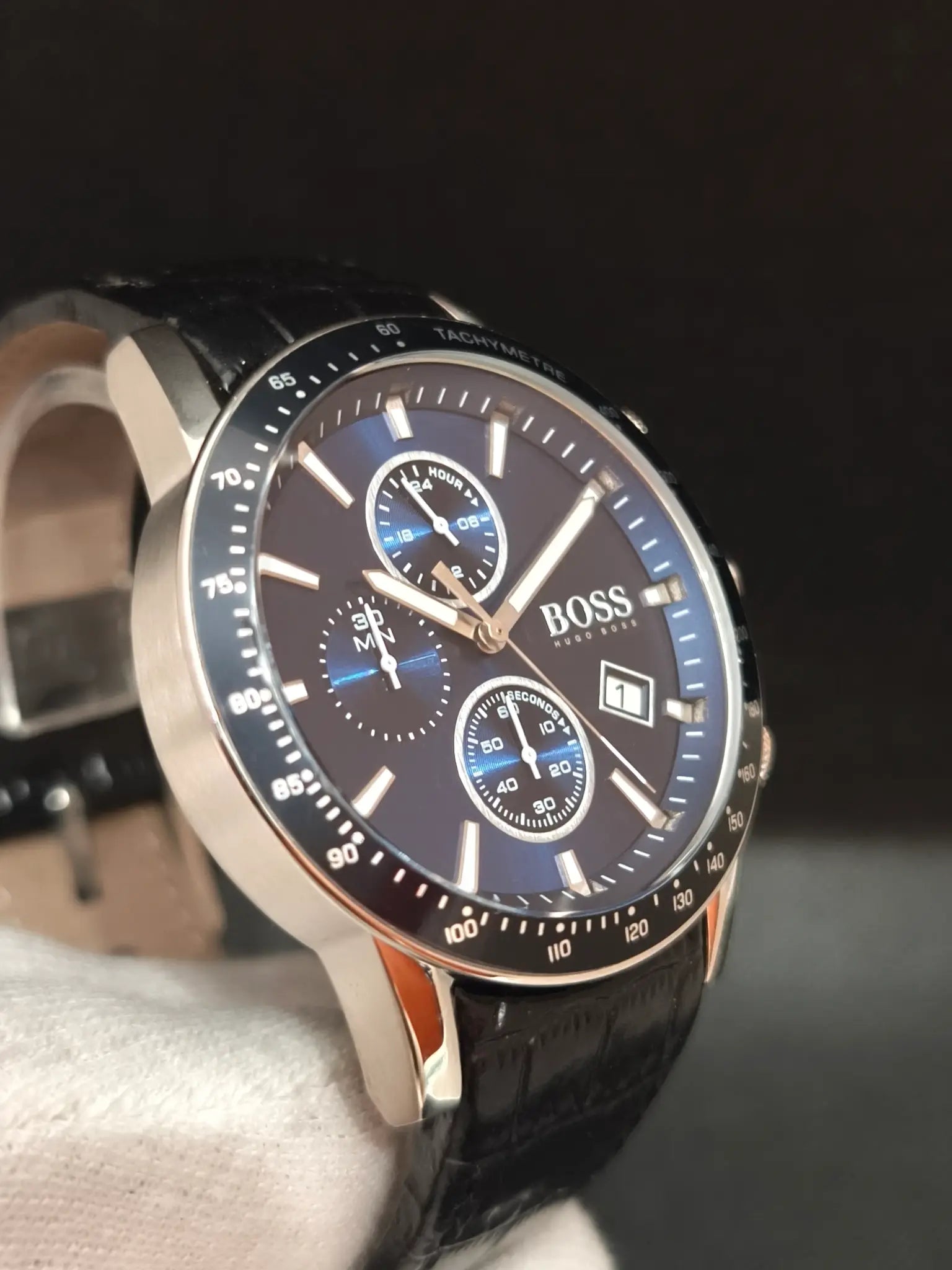 Reloj Hugo Boss Rafale HB1513391 – Cronógrafo Hombre 44 mm Azul con correa de piel negra