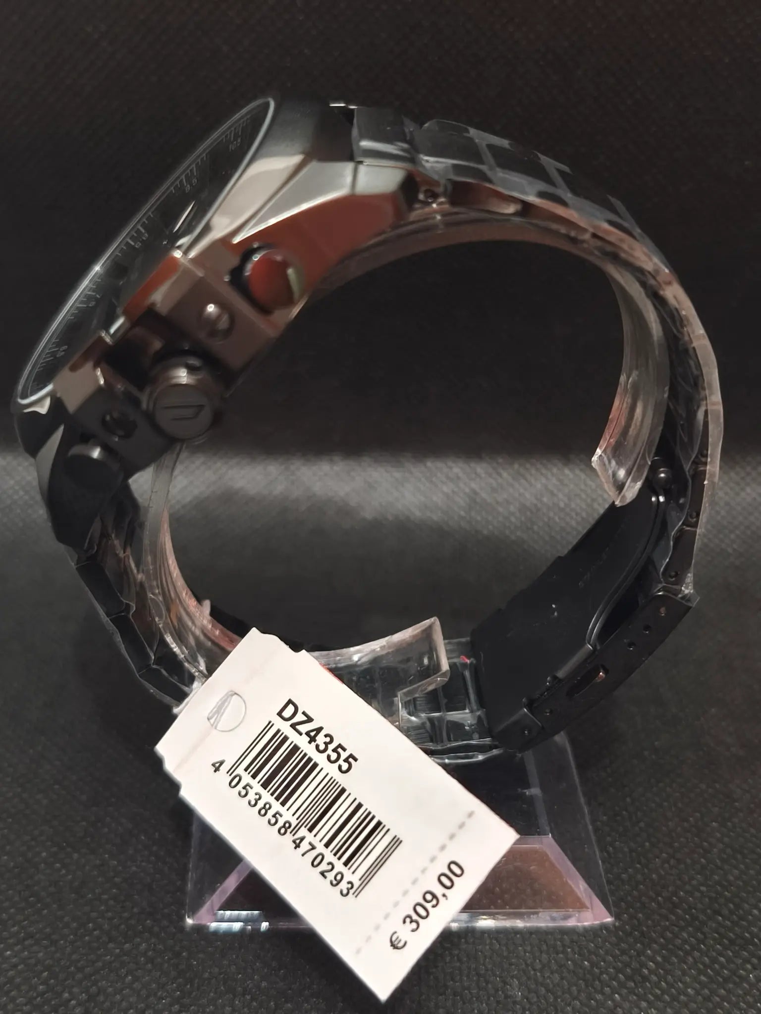 Vista lateral reloj Diesel DZ4355 xxl caja oversize negra