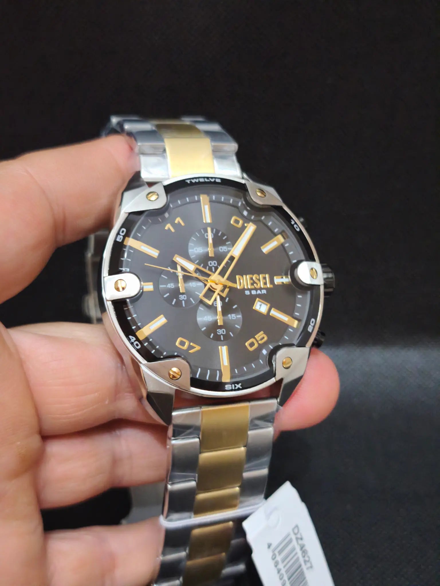 Reloj Diesel Spiked DZ4627 – Cronógrafo Hombre 49 mm Bicolor Plata Dorado