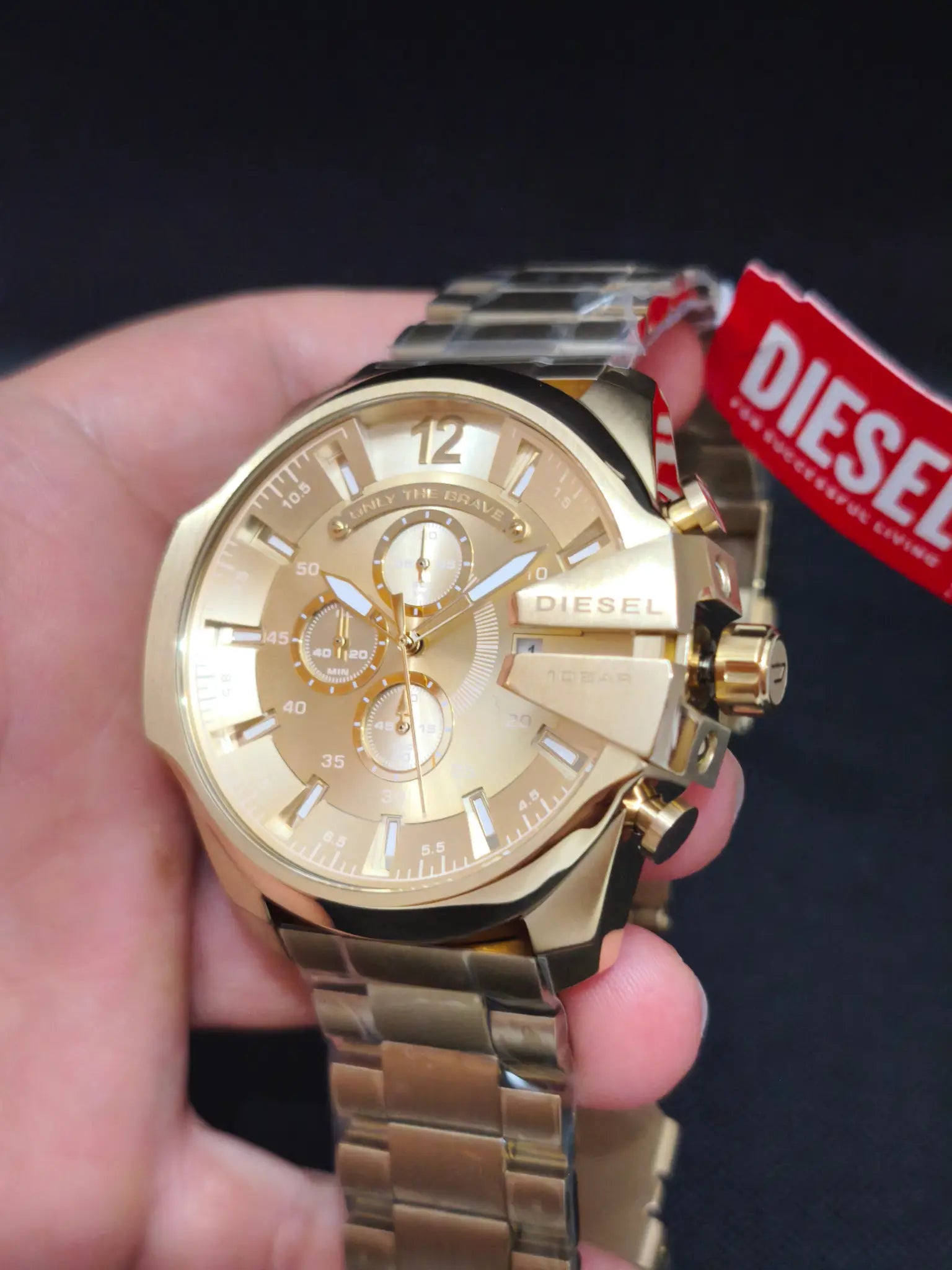 Reloj Diesel Mega Chief DZ4360 – Cronógrafo Hombre 51 mm Dorado Monocromático