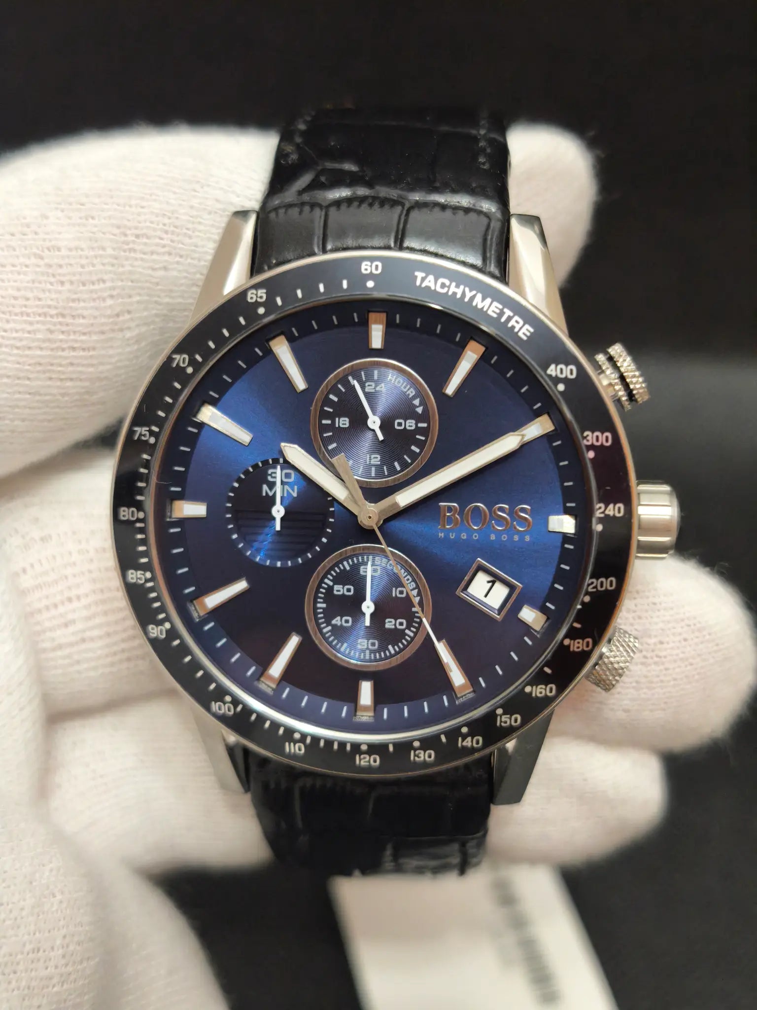 Reloj Hugo Boss Rafale HB1513391 – Cronógrafo Hombre 44 mm Azul con correa de piel negra