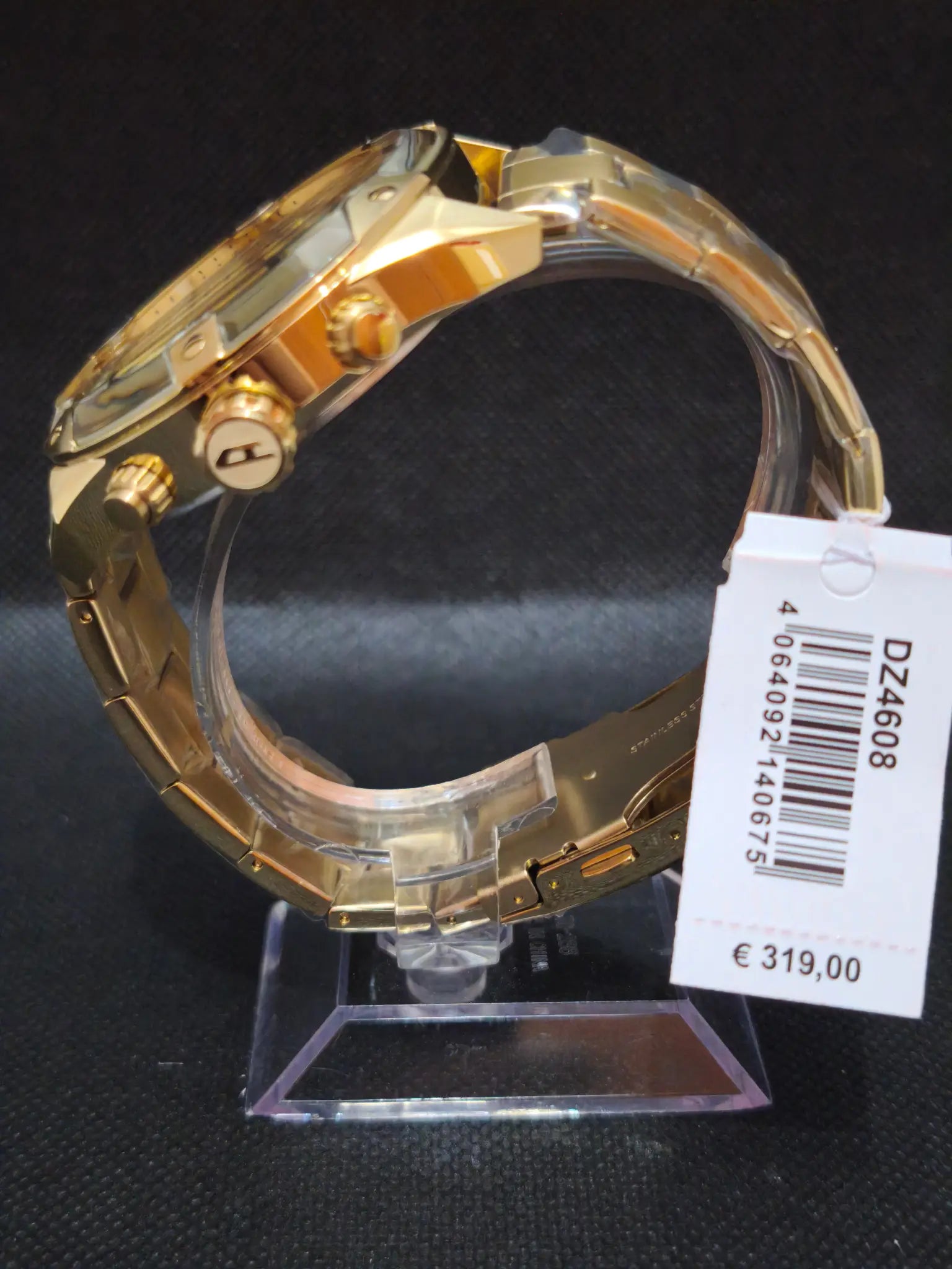 Reloj Diesel Spiked DZ4608 – Cronógrafo Hombre 49 mm Dorado Total Gold