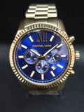 Reloj Michael Kors MK9153 Lexington dorado, frontal con esfera azul