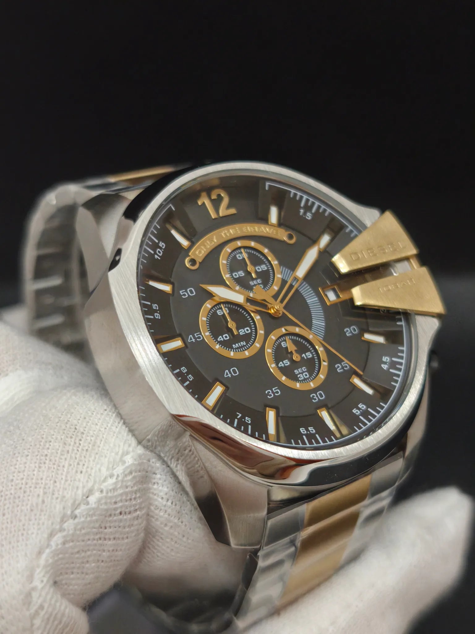 Reloj Diesel Mega Chief DZ4581 – Cronógrafo Hombre 51 mm Esfera negra sunray doble tono