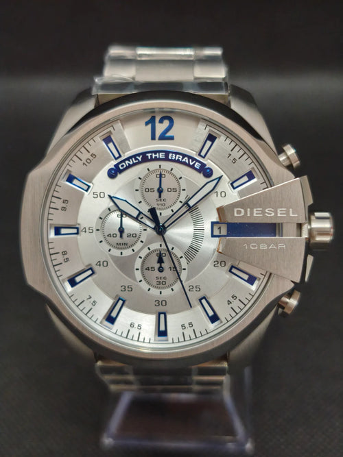 Reloj Diesel Mega Chief DZ4477 Cronógrafo 51 mm plateado