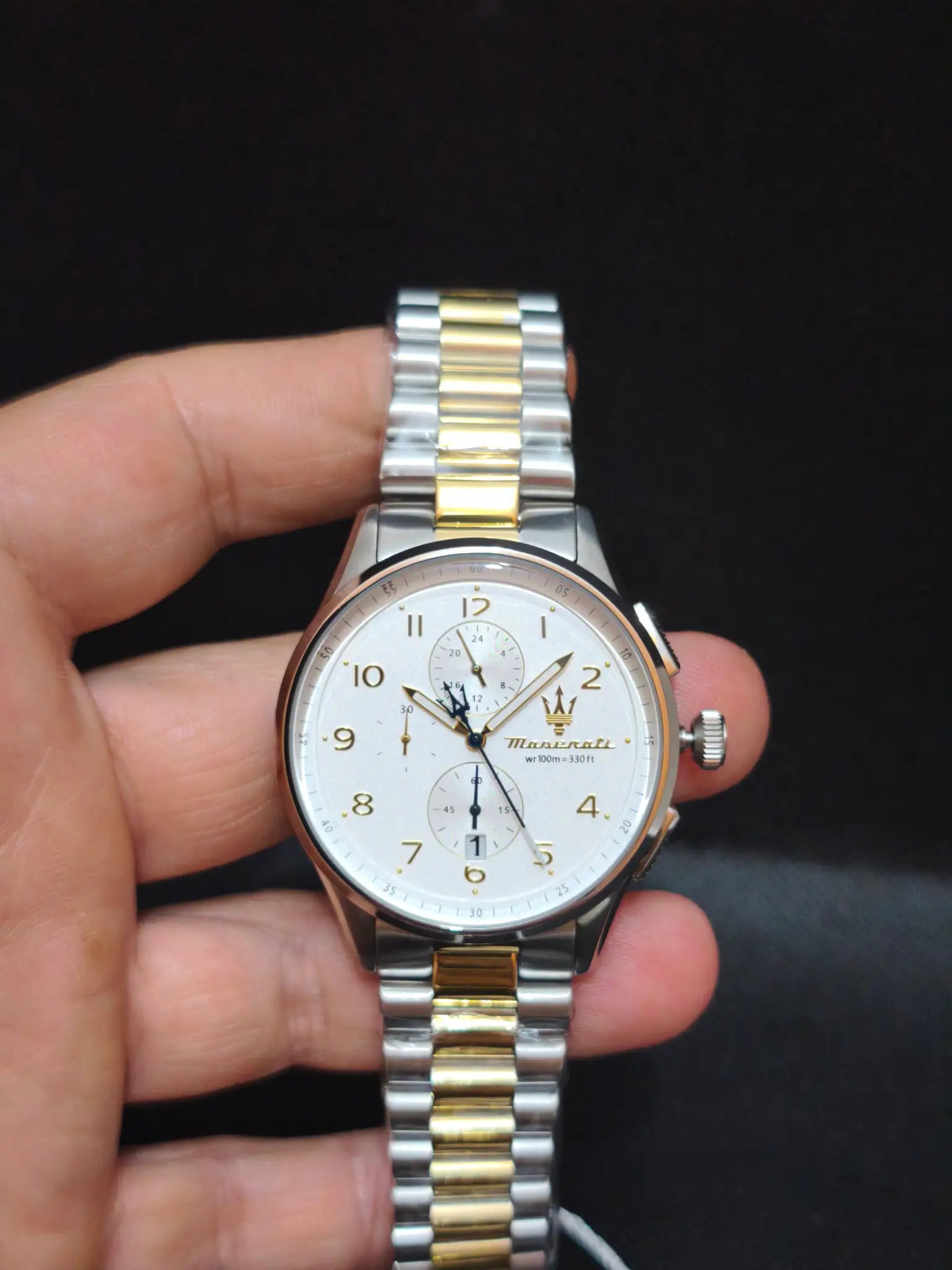 Maserati Sorpasso R8873624003 bicolor plata dorado con esfera blanca