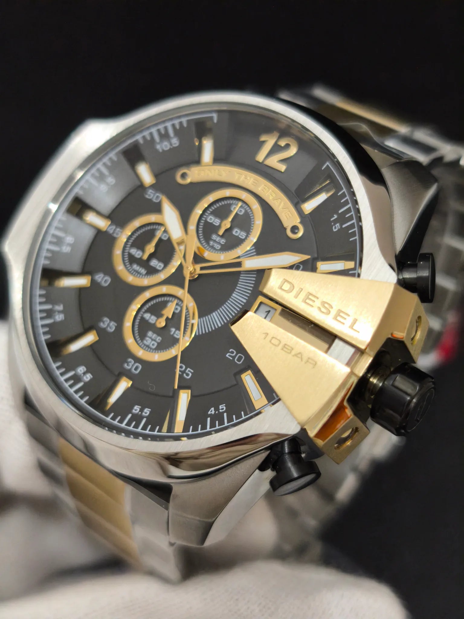 Reloj Diesel Mega Chief DZ4581 – Cronógrafo Hombre 51 mm Esfera negra sunray doble tono