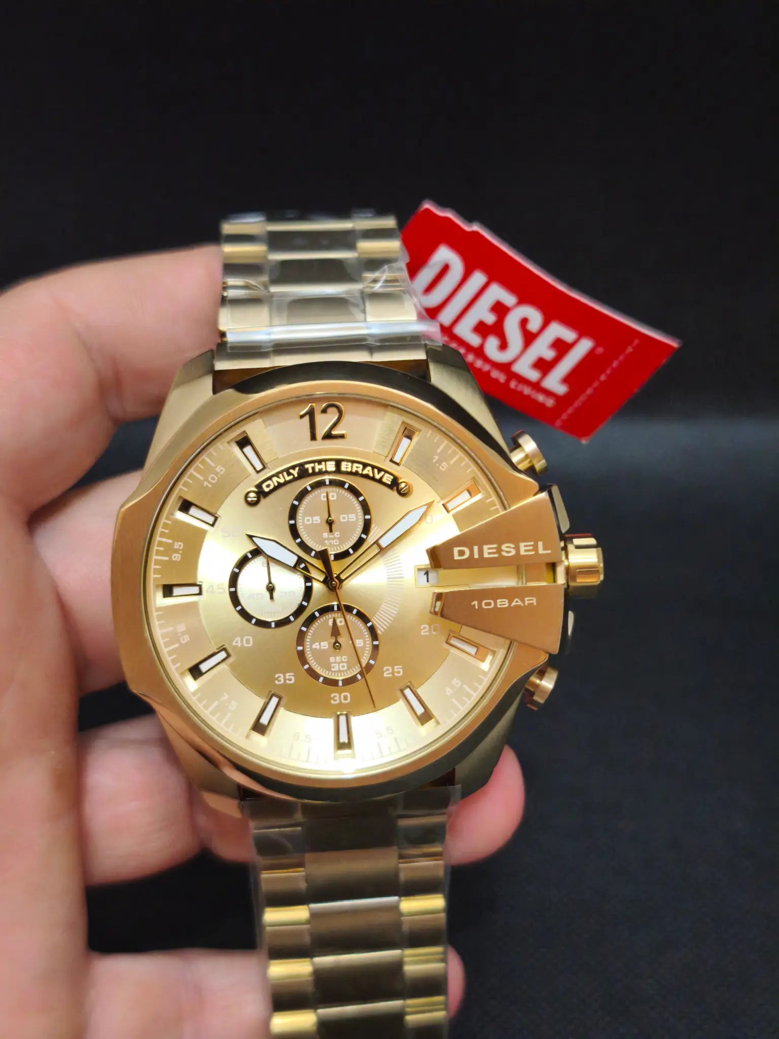 Reloj Diesel Mega Chief DZ4360 – Cronógrafo Hombre 51 mm Dorado Monocromático