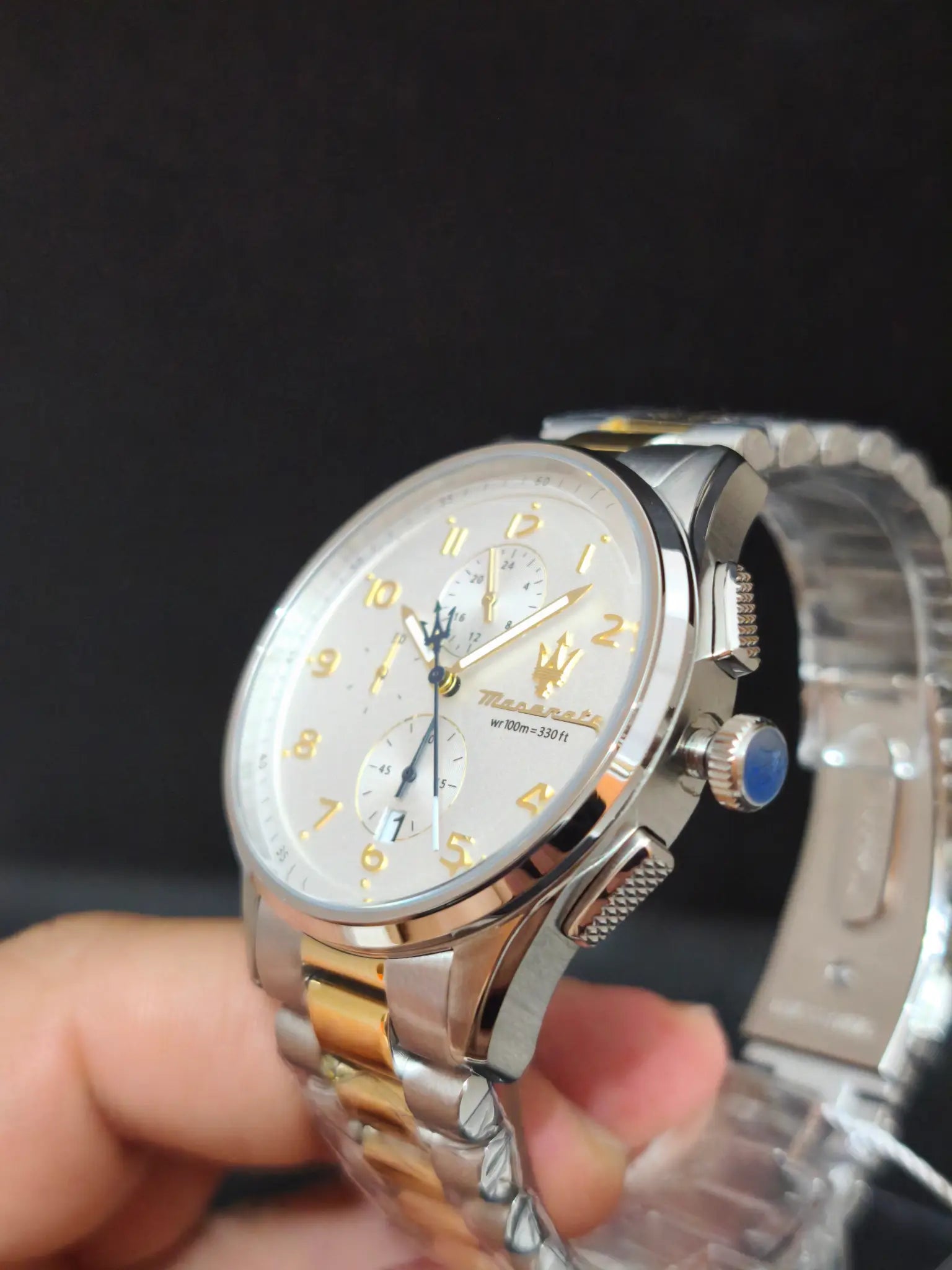 Brazalete bicolor plata dorado del reloj Maserati Sorpasso R8873624003