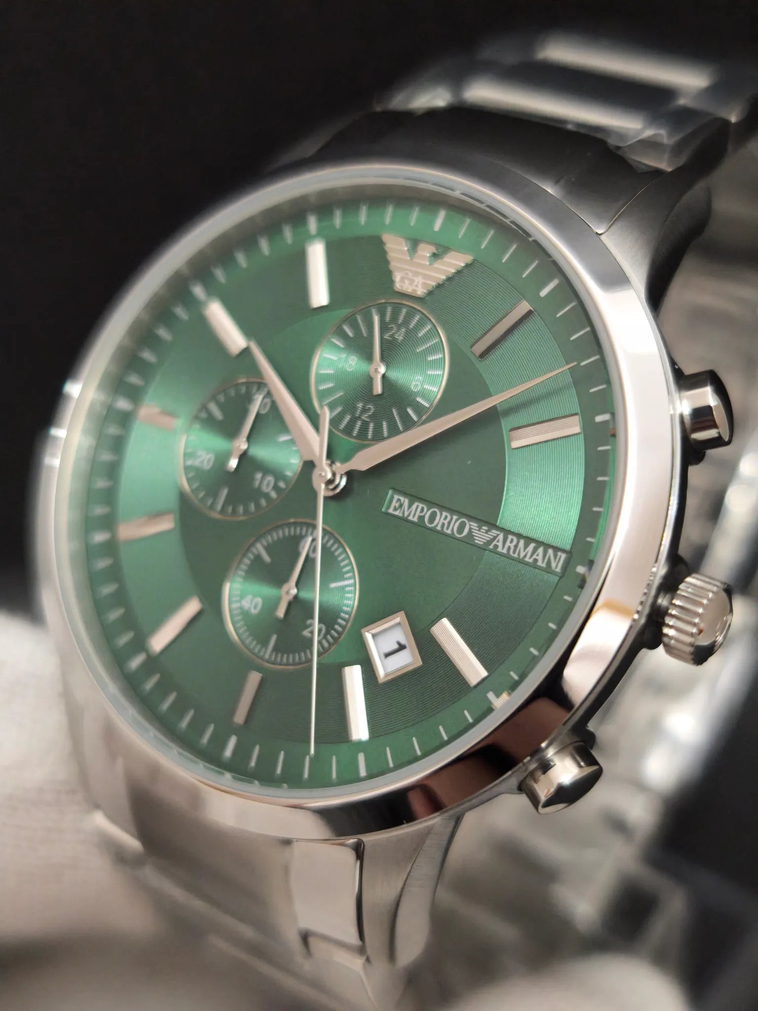 Reloj Emporio Armani Renato AR11507 – Cronógrafo 43 mm Esfera Verde Acero