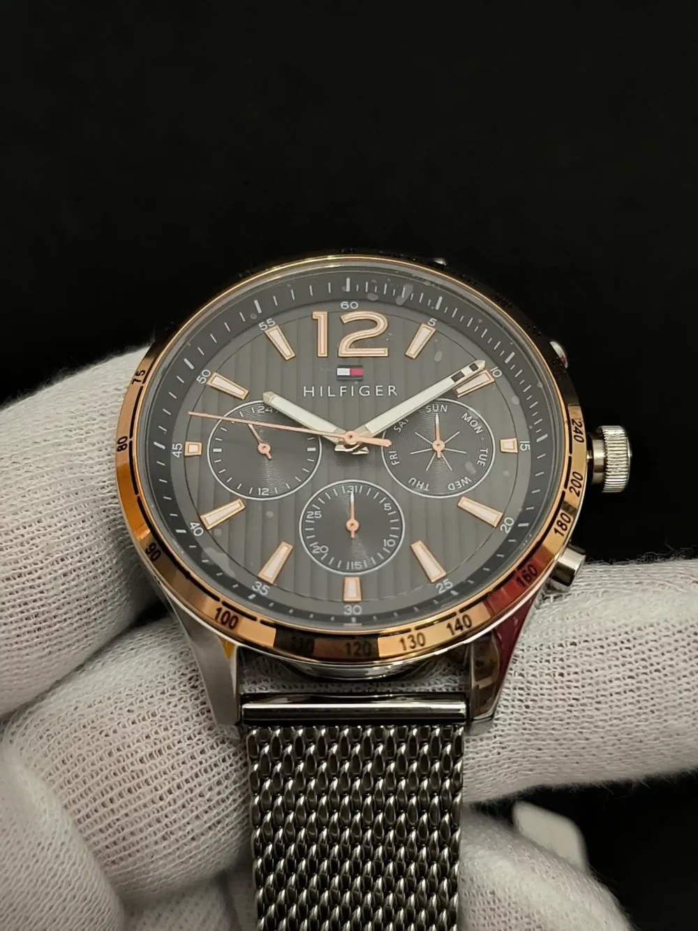 Reloj Tommy Hilfiger th1791466 hombre caja de 44 milímetros y brazalete milanés, esfera gris