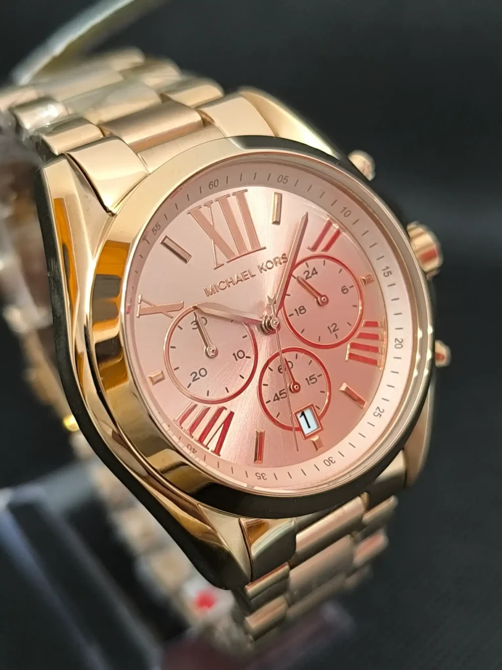 Reloj Michael Kors Bradshaw MK5503 cronógrafo mujer en color oro rosa, resistencia al agua hasta 100 metros.