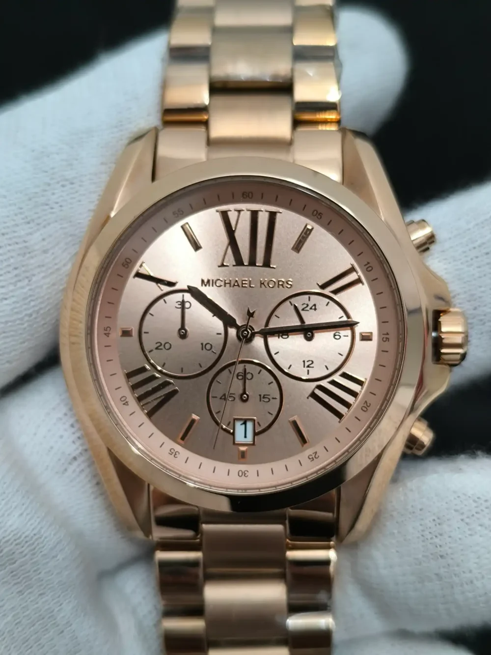 Reloj Michael Kors Bradshaw MK5503 cronógrafo mujer en color oro rosa, resistencia al agua hasta 100 metros.