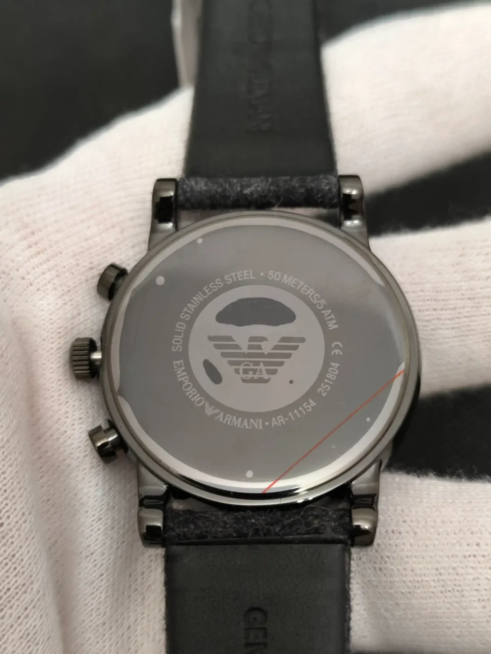 Reloj Emporio Armani AR11154 cronógrafo con caja de acero y correa de lona negra