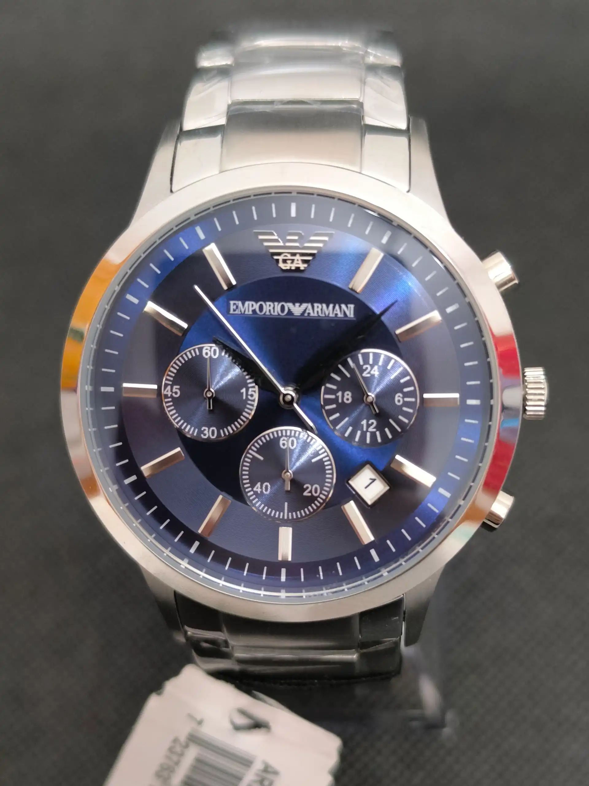 Reloj Emporio Armani AR2448 para hombre con cronógrafo, caja de acero de 43 milímetros